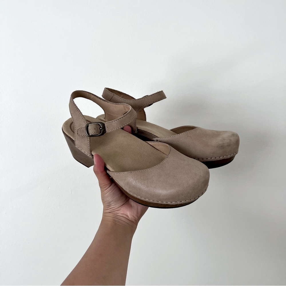 Dansko Taupe Leather Clogs